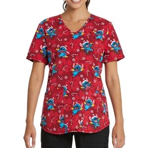 Stitch Christmas scrub top